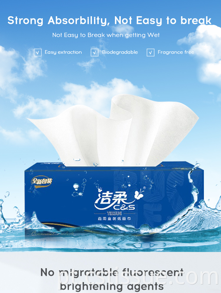 Higiênico sem produtos químicos nocivos 4 Ply Mole Virgin Pulp Paper Facial Tissues